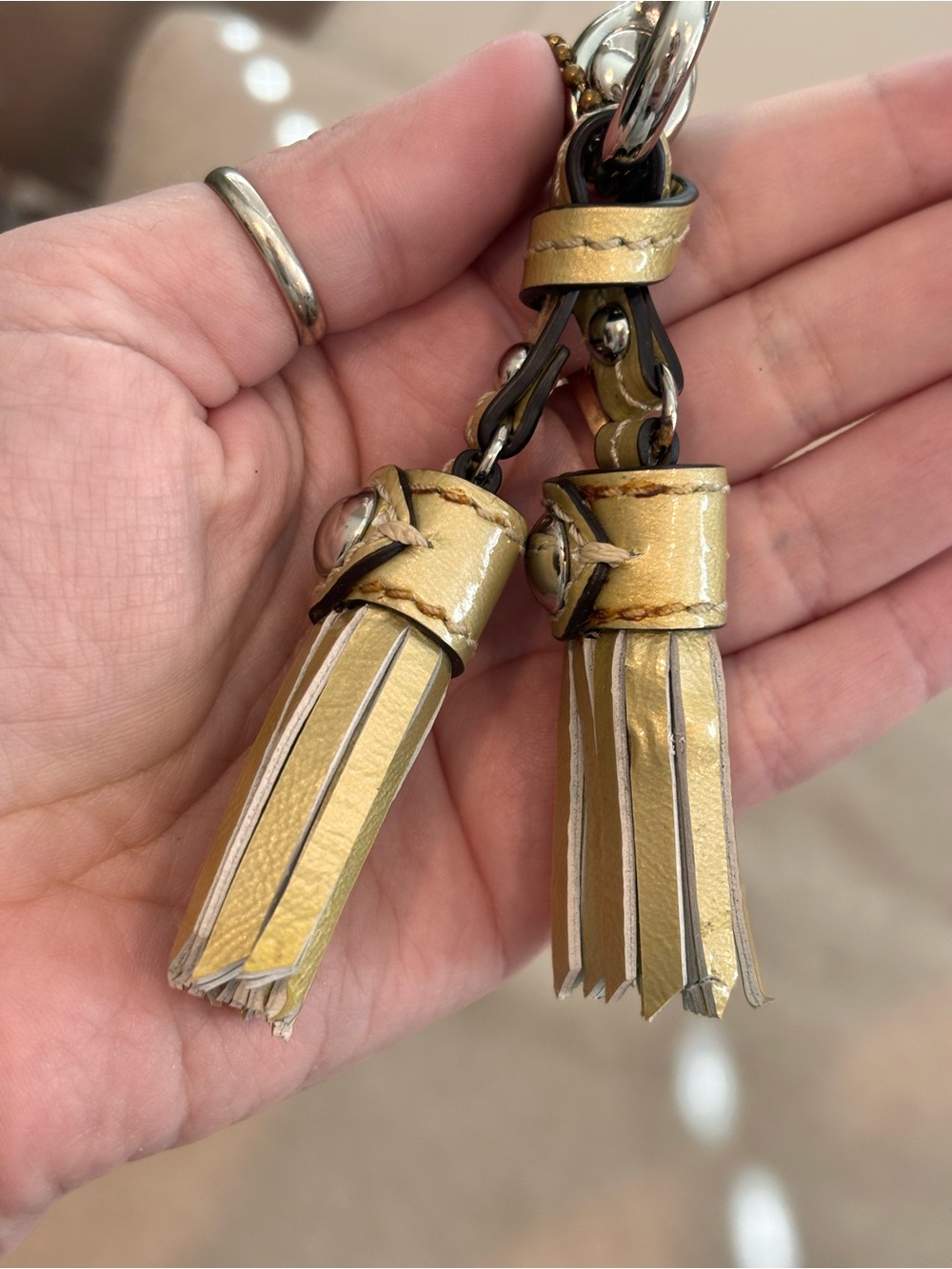 COACH Legacy Leather Tassels & Orange Hangtag Keychain Bag Charm - Picture 4 of 9